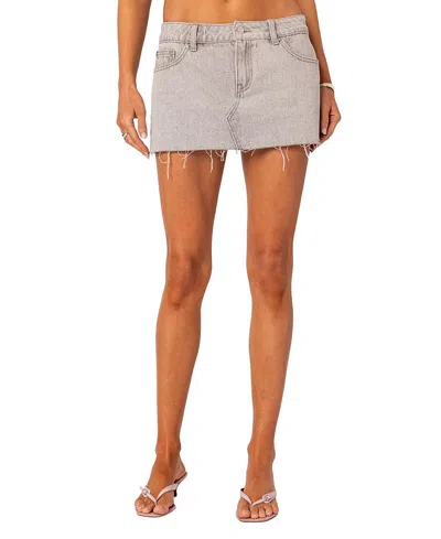 Edikted Micah Denim Mini Skirt In Light Gray