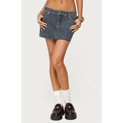Edikted Micah Raw Hem Denim Miniskirt