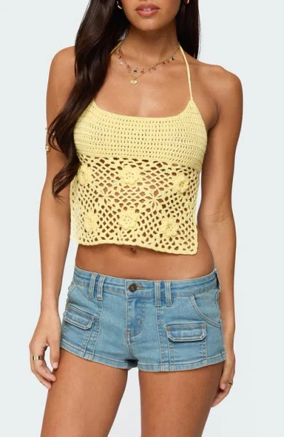 EDIKTED EDIKTED MIEL CROCHET BACKLESS HALTER TOP