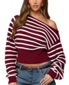 Edikted Mika Stripe Oversize Off The Shoulder Sweater In Red