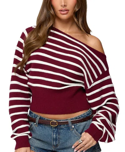 EDIKTED MIKA OFF SHOULDER OVERSIZED SWEATER