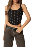 Edikted Miki Grommet Corset Top In Black