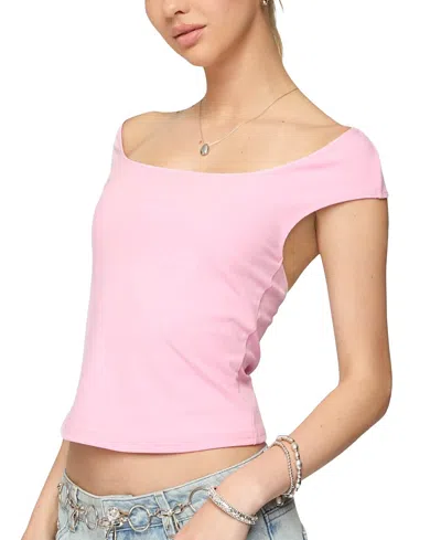 Edikted Mikkey Cut Out Off Shoulder Top In Purple