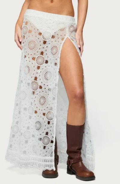 Edikted Milana Sheer Lace Maxi Skirt In White