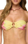 Edikted Miley Floral Bandeau Bikini Top In Yellow