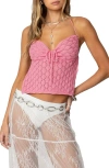 Edikted Milli Backless Crochet Halter Top In Pink
