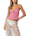 Edikted Milli Backless Crochet Halter Top In Pink