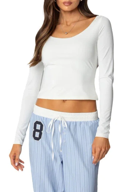 Edikted Millicent Scoop Neck T-shirt In White