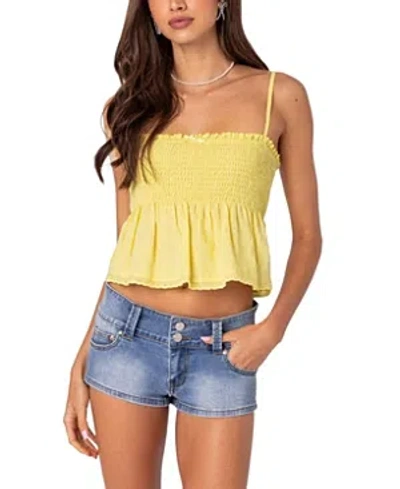 Edikted Millie Scrunch Tank Top In Yellow