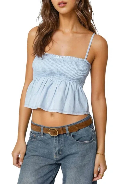 Edikted Millie Smocked Babydoll Camisole In Light-blue