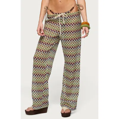 Edikted Mindee Zigzag Crochet Pants In Multi