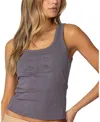 Edikted Mindie 98 Scoop Tank Top In Dark-gray