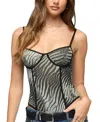 Edikted Minerva Zebra Cupped Mesh Bodysuit In Multi