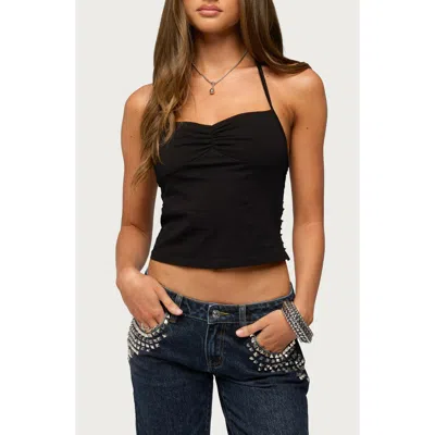 Edikted Minsoo Shredded Back Halter Top In Black