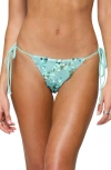 Edikted Mirabella Sequin String Bikini Bottom In Blue