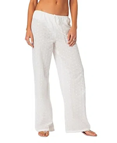 Edikted Miracle Cotton Lace Pants In White