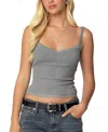 Edikted Mireille Lace Trim Camisole In Gray