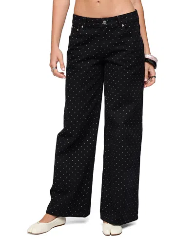 Edikted Misha Polka Dot Baggy Low Black Wash Jeans In Multi