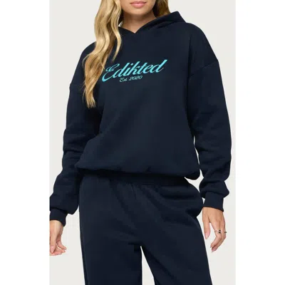 Edikted Miss  Graphic Hoodie In Blue