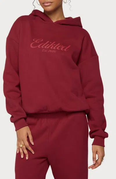 Edikted Miss  Oversize Hoodie In Burgundy