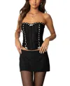 Edikted Mist Lacey Ribbon Corset Top In Black