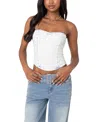 Edikted Mist Lacey Ribbon Corset Crop Top In White