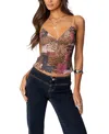 Edikted Animal Print Mesh Camisole In Mix