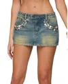 Edikted Mixed Buttons Denim Mini Skort In Blue