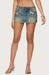 Edikted Mixed Buttons Denim Mini Skort In Blue