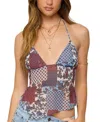 Edikted Mixed Patchwork Backless Halter Tank In Multi