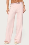 Edikted Miya Stripe Wide Leg Knit Pants In Pink