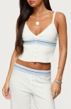 Edikted Miya Stripey Rib Sweater Tank In White