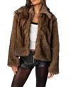 Edikted Faux Fur Jacket In Brown