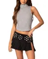 Edikted Sleeveless Turtleneck Crop Top In Gray Melange