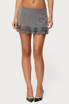 Edikted Mona Low Rise Pinstripe Lace Trim Miniskort In Gray