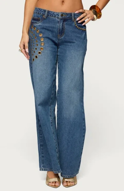 Edikted Monika Grommet Low Rise Jeans In Blue