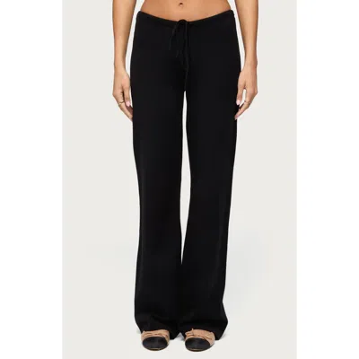 Edikted Montanna Low Rise Knit Drawstring Pants In Black