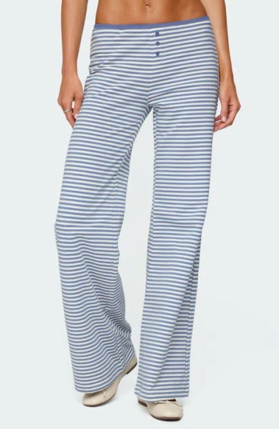 Edikted Monti Stripe Wide Leg Pants In Blue