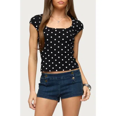 Edikted Mookie Square Neck Polka Dot Top In Multi