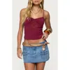 Edikted Mor Embroidered Lace Trim Camisole In Burgundy