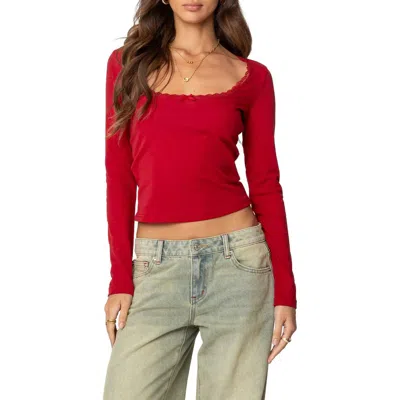 EDIKTED EDIKTED MORA LACE TRIM KNIT TOP