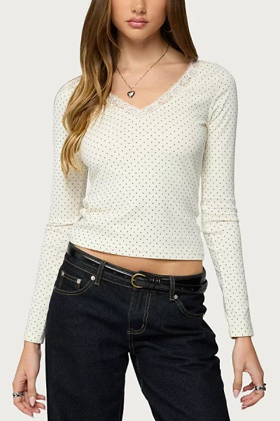 Edikted Morah Lace Dot Top In White