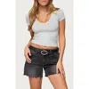 Edikted Moraya V-neck Crop T-shirt In Gray