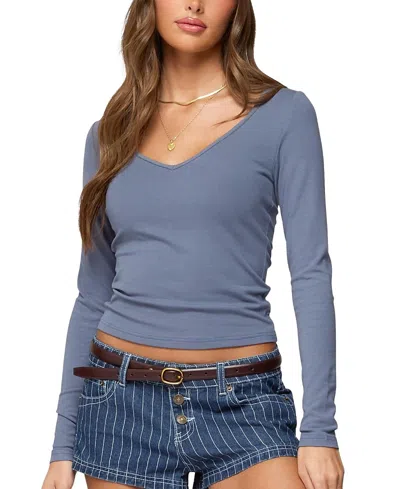 EDIKTED MOREEN RIBBED LONG SLEEVE T SHIRT
