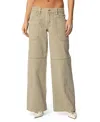 Edikted Morgan Low Rise Wide Leg Carpenter Jeans In Light-brown
