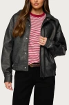 Edikted Mori Oversize Faux Leather Jacket In Black
