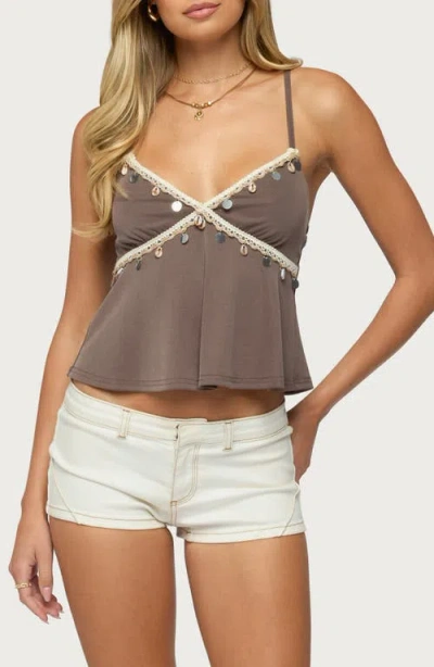 Edikted Moya Lace Charm Camisole In Brown