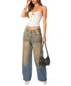 Edikted Muddy Wash Wide Leg Jeans In Blue Washed