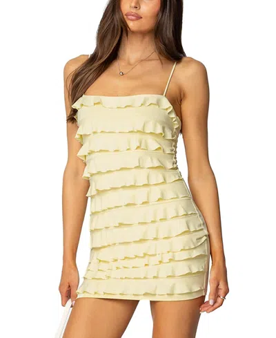 Edikted Nadya Ruffled Mini Dress In Yellow