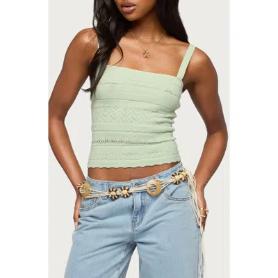 Edikted Naia Pointelle Camisole In Green